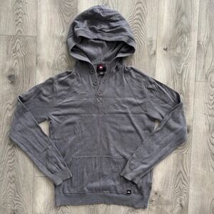 Quiksilver Gray Knit Button Neck Hoodie Sweater US M